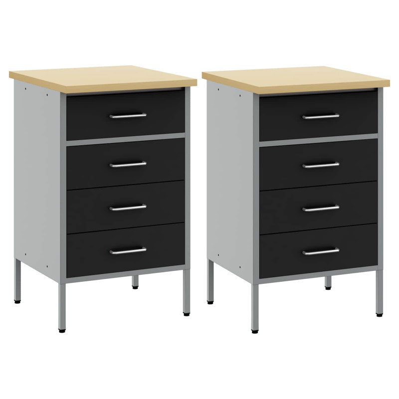 Szafka robocza z szufladą 2 pcs Czarny i szary 100 x 55 x 85 cm