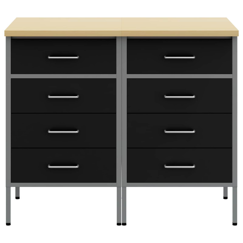 Szafka robocza z szufladą 2 pcs Czarny i szary 100 x 55 x 85 cm