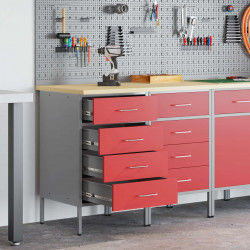 Szafka robocza z kołem 2 pcs Czerwony i Szary 100 x 55 x 85 cm