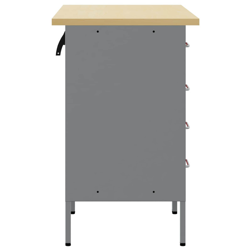 Szafka robocza z kołem 2 pcs Czerwony i Szary 100 x 55 x 85 cm