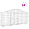 Kosze gabionowe, 14 szt, 200x30x80/100 cm, galwanizowane żelazo