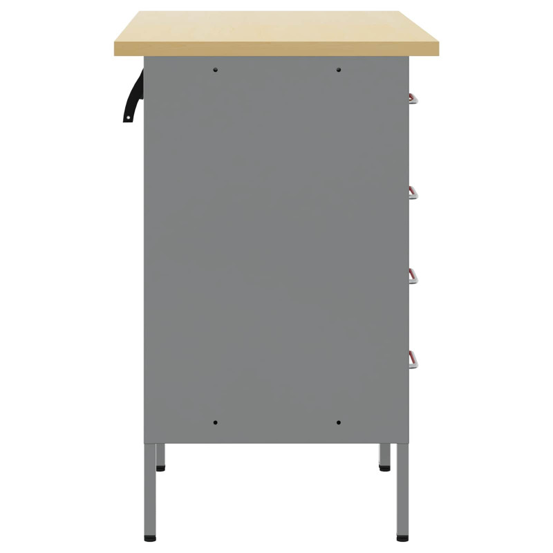 Szafka robocza z kołem 2 pcs Czerwony i Szary 75 x 45 x 85 cm