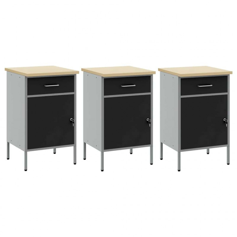 Szafka robocza z szufladą 3 pcs Czarny i szary 150 x 55 x 85 cm