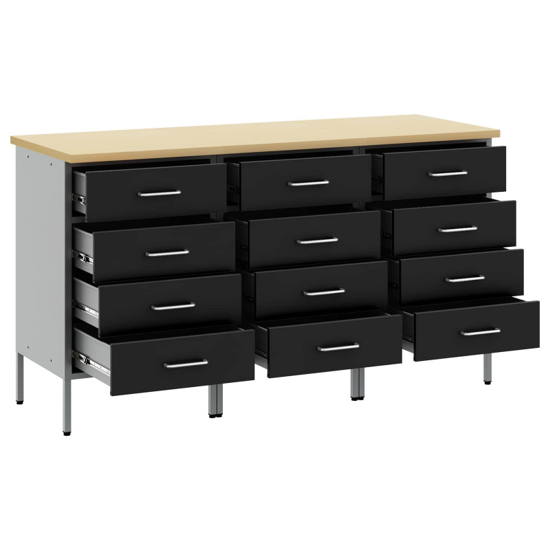 Szafka robocza z szufladą 3 pcs Czarny i szary 75 x 45 x 85 cm