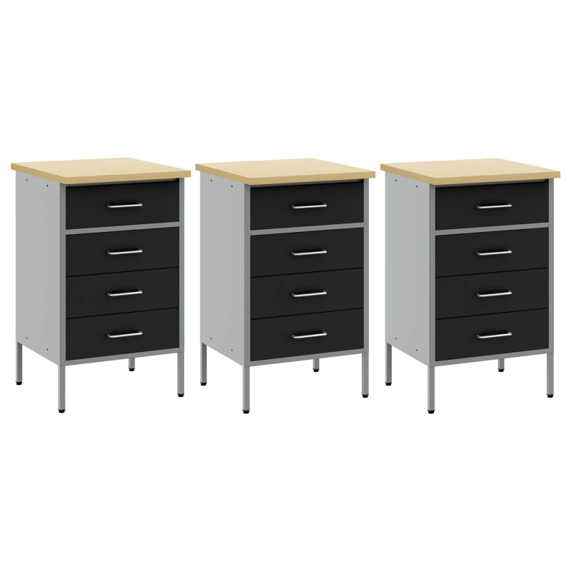Szafka robocza z szufladą 3 pcs Czarny i szary 75 x 45 x 85 cm
