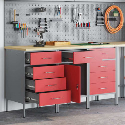 Szafka robocza 3 pcs Czerwony i Szary 150 x 55 x 85 cm