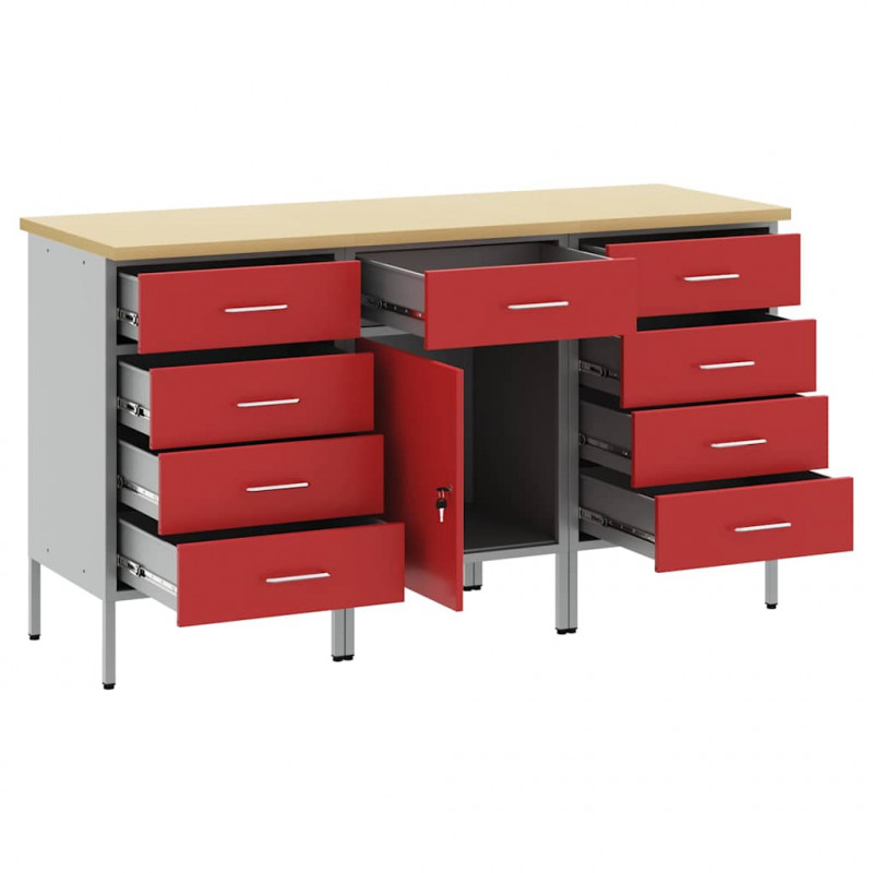 Szafka robocza 3 pcs Czerwony i Szary 150 x 55 x 85 cm