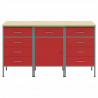 Szafka robocza 3 pcs Czerwony i Szary 150 x 55 x 85 cm
