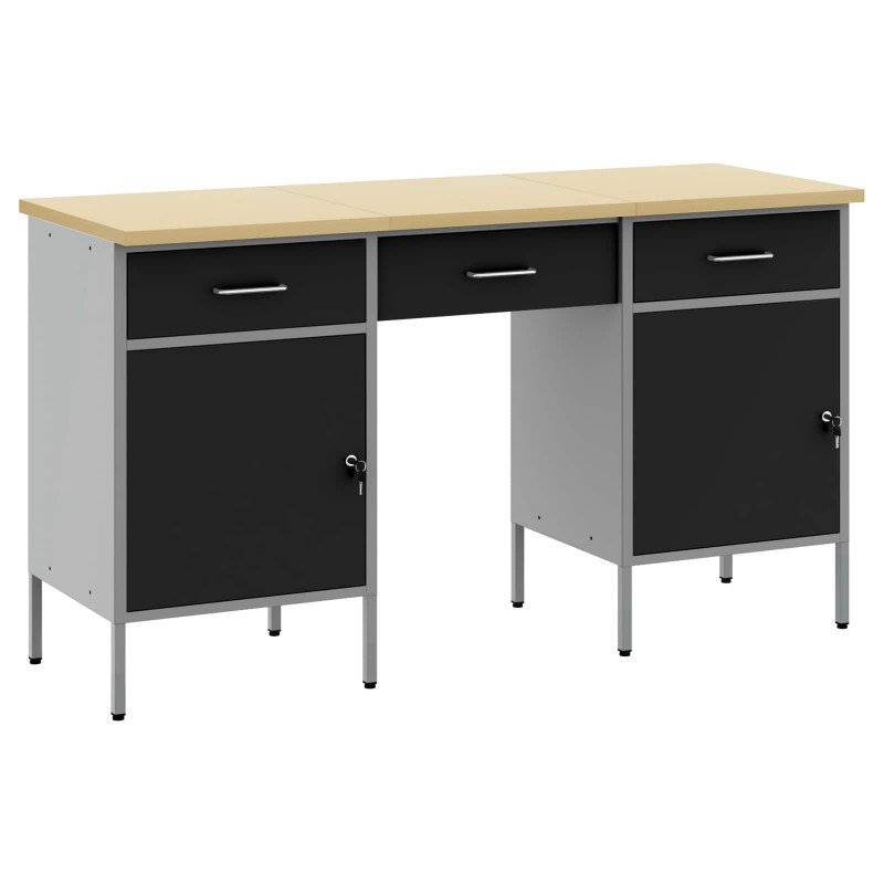 Szafka robocza z szufladą 3 pcs Czarny 150 x 55 x 85 cm