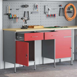 Szafka robocza z szufladą 3 pcs Czerwony 150 x 55 x 85 cm