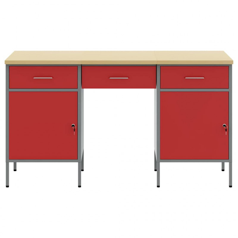 Szafka robocza z szufladą 3 pcs Czerwony 150 x 55 x 85 cm
