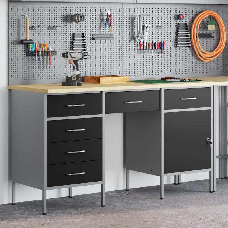 Szafka robocza z szufladą 3 pcs Czarny 150 x 55 x 85 cm
