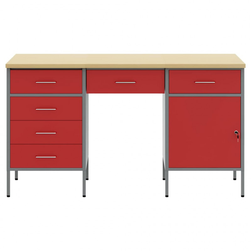 Szafka robocza z szufladą 3 pcs Czerwony 150 x 55 x 85 cm