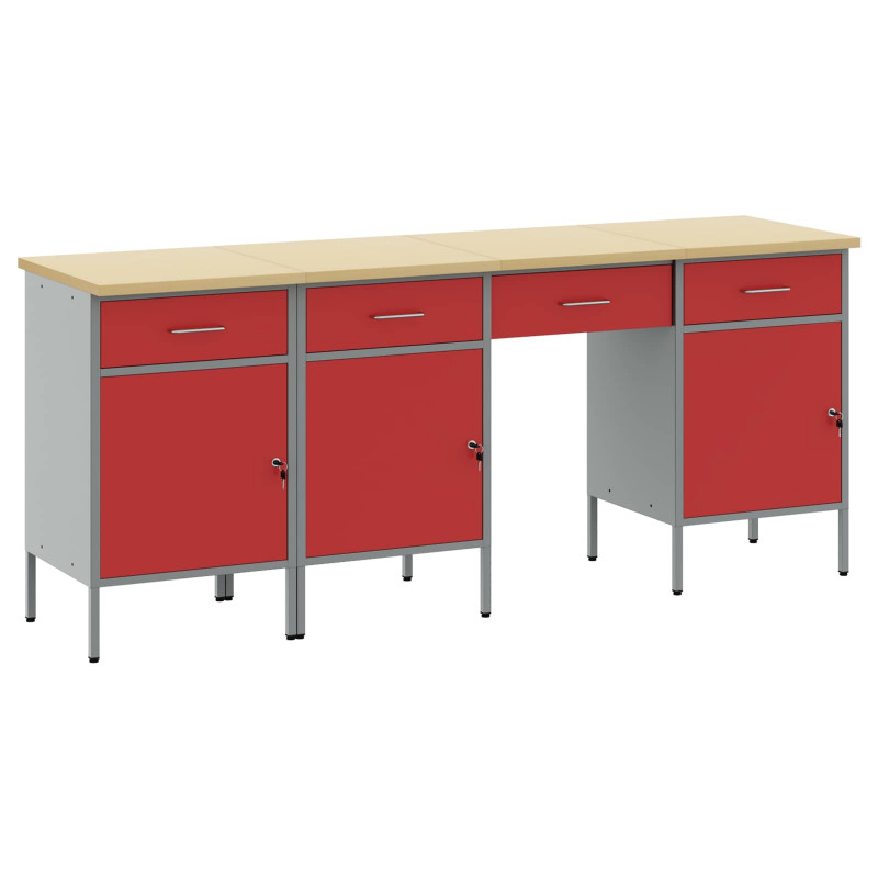 Szafka robocza z szufladą 4 pcs Czerwony 200 x 55 x 85 cm