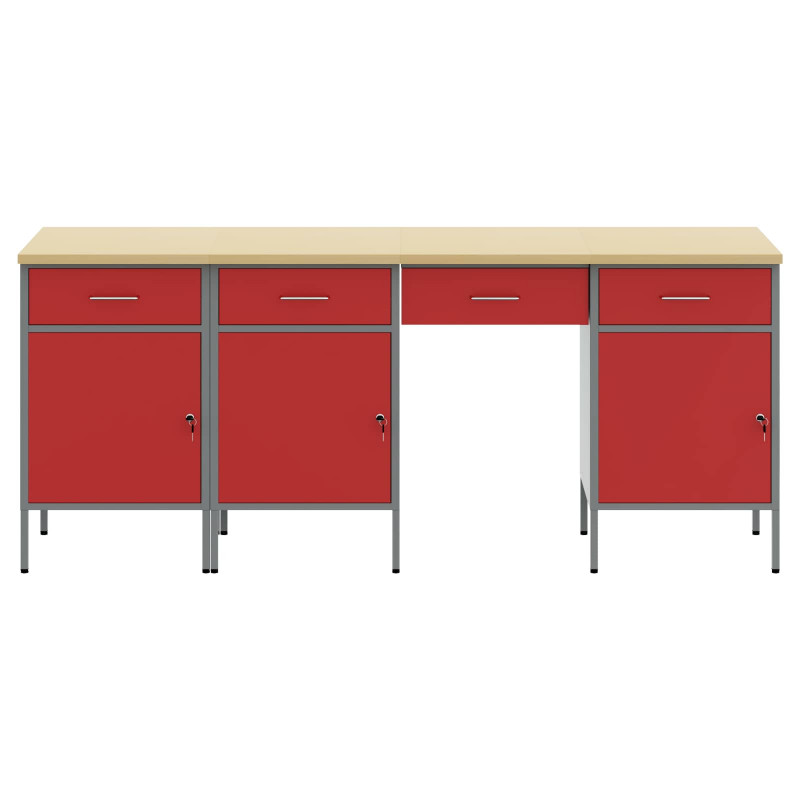 Szafka robocza z szufladą 4 pcs Czerwony 200 x 55 x 85 cm