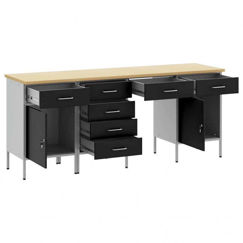 Szafka robocza z szufladą 4 pcs Czarny 200 x 55 x 85 cm