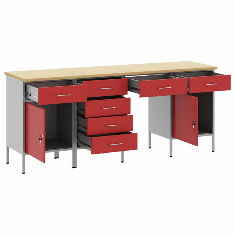 Szafka robocza z szufladą 4 pcs Czerwony 200 x 55 x 85 cm