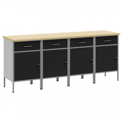Szafka robocza z szufladą 4 pcs Czarny i szary 200 x 55 x 85 cm