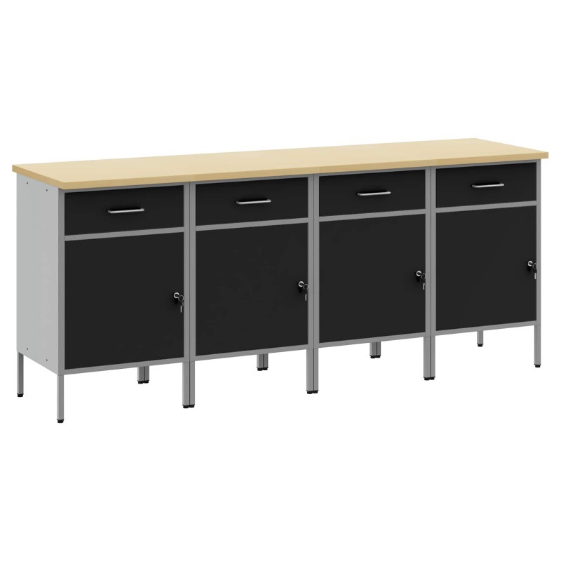 Szafka robocza z szufladą 4 pcs Czarny i szary 200 x 55 x 85 cm