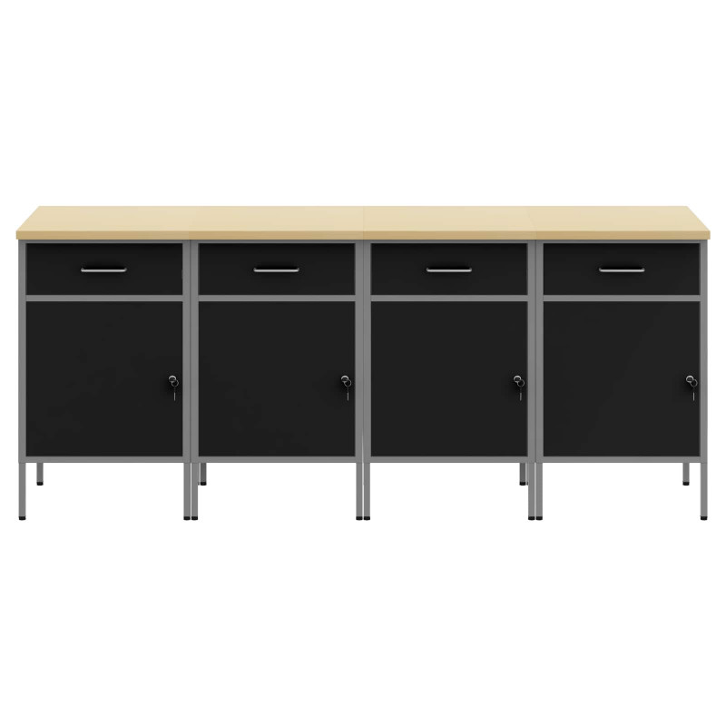 Szafka robocza z szufladą 4 pcs Czarny i szary 200 x 55 x 85 cm