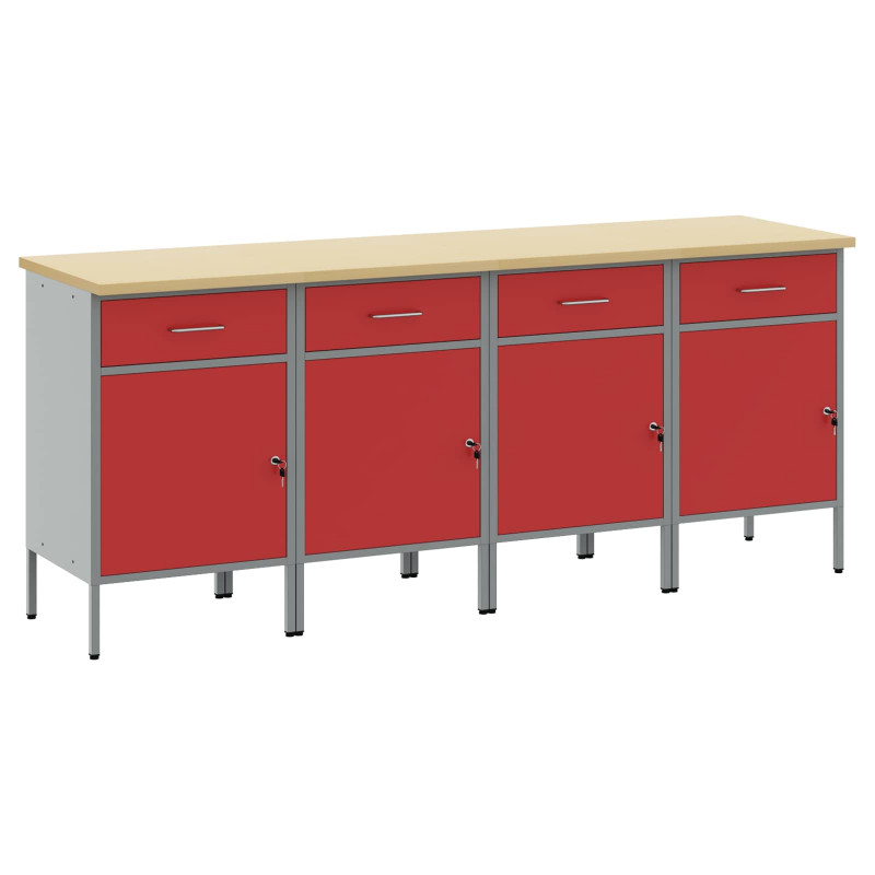 Szafka robocza 4 pcs Czerwony i Szary 200 x 55 x 85 cm