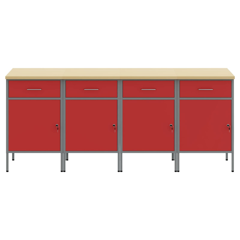 Szafka robocza 4 pcs Czerwony i Szary 200 x 55 x 85 cm