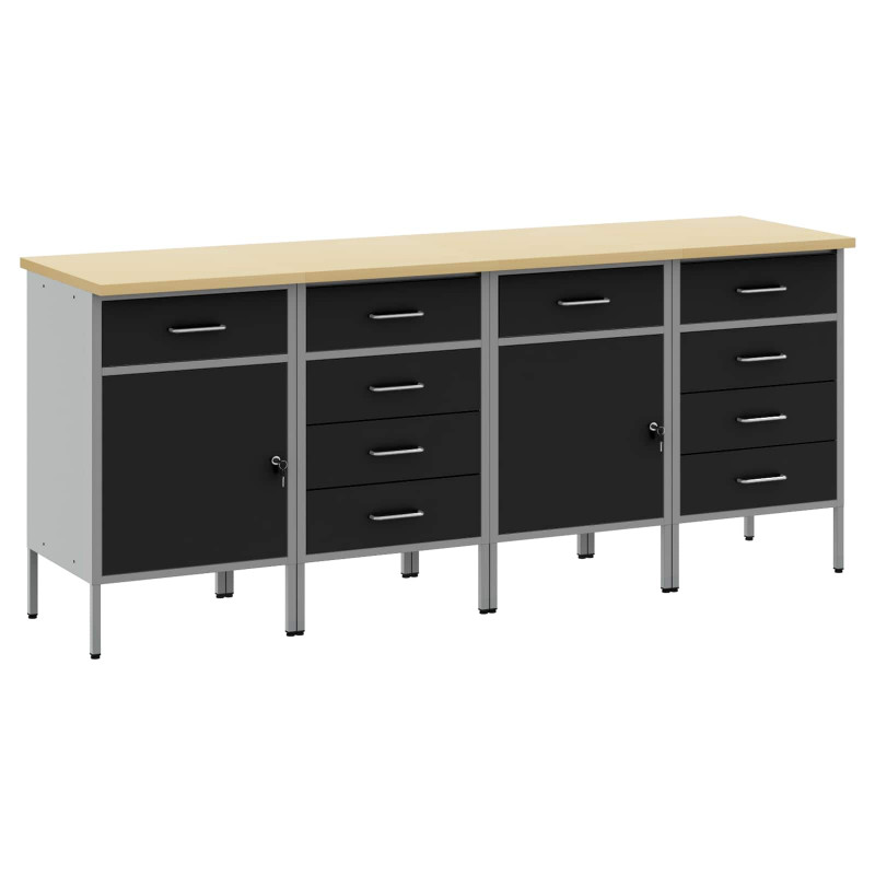 Szafka robocza z szufladą 4 pcs Czarny i szary 200 x 55 x 85 cm