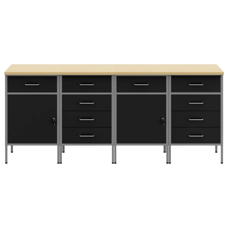 Szafka robocza z szufladą 4 pcs Czarny i szary 200 x 55 x 85 cm