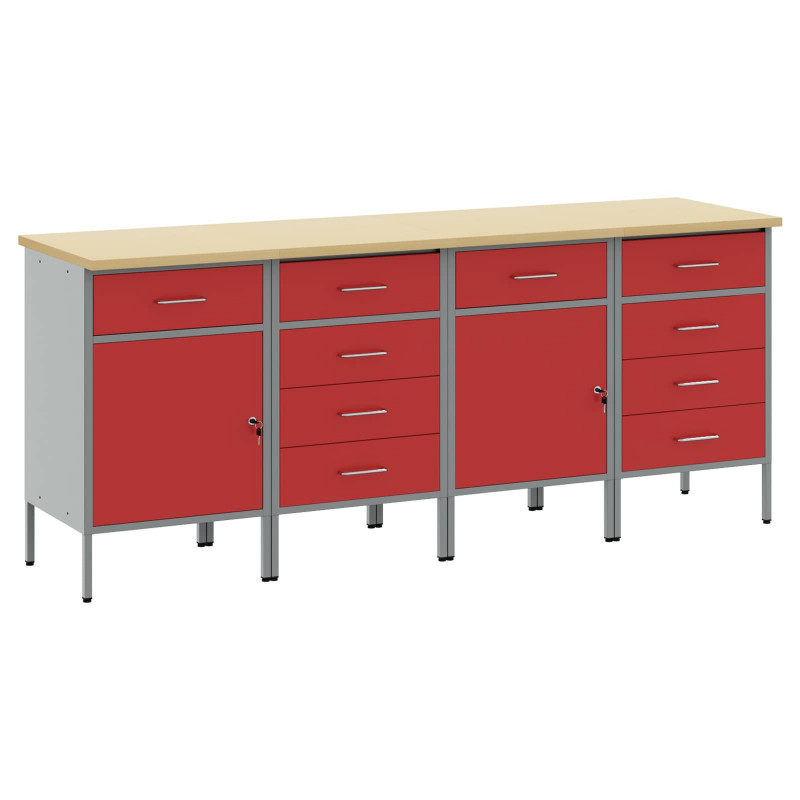 Szafka robocza 4 pcs Czerwony i Szary 200 x 55 x 85 cm