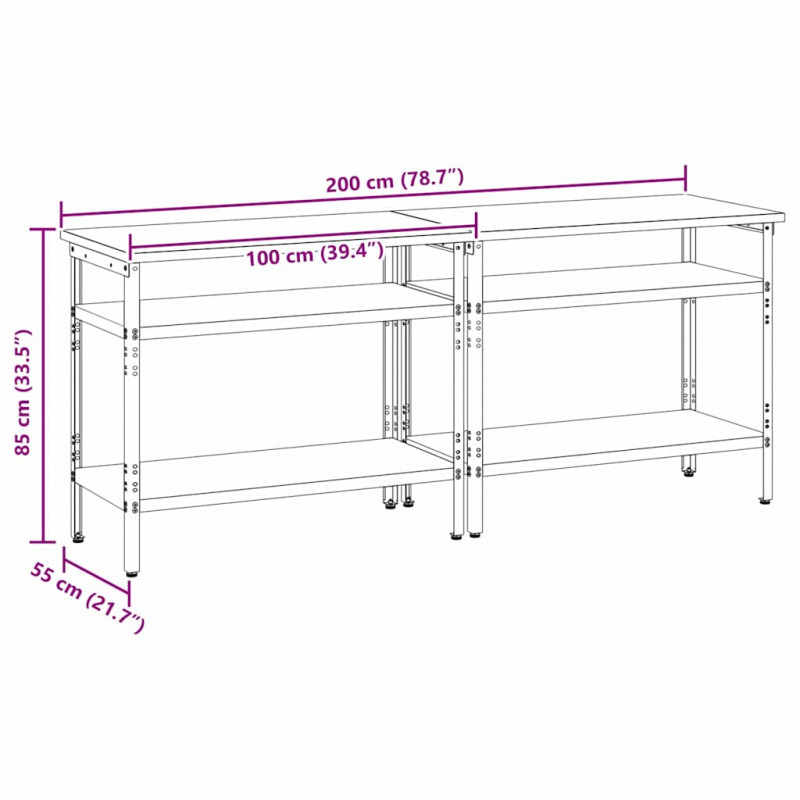 Zestaw stołu warsztatowego z półką 2 pcs Beżowy i szary