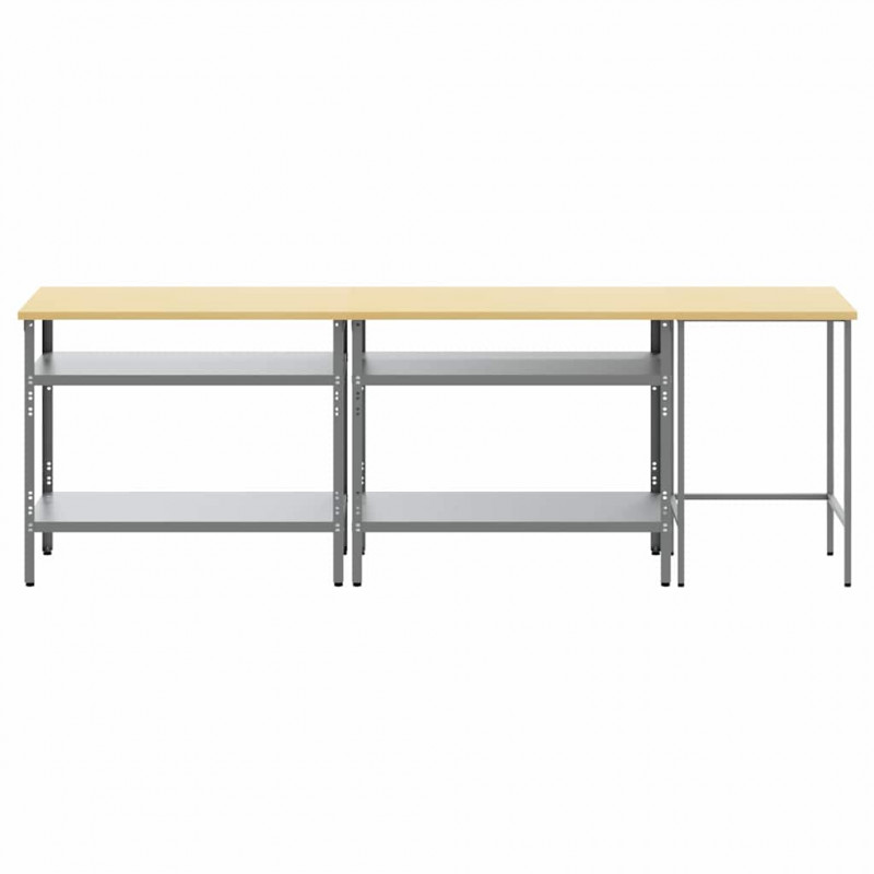 Zestaw stołu warsztatowego z półką 3 pcs Beżowy i szary