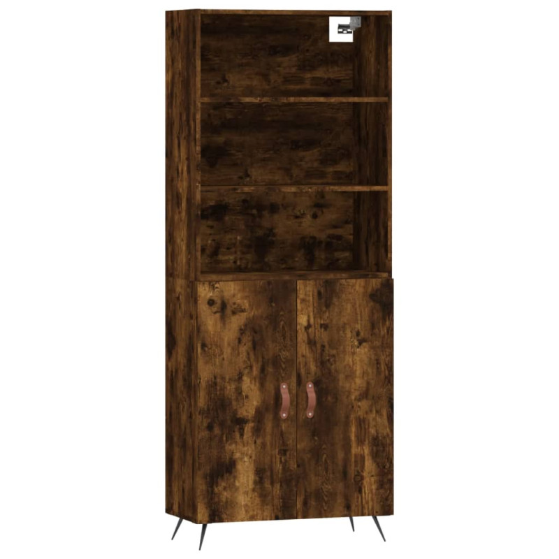 Witrynka przydymiony dąb 69,5x34x180 cm materiał drewnopochodny