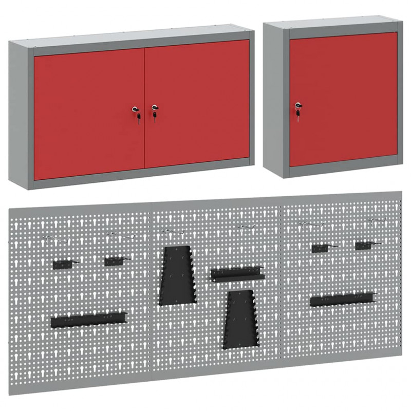 Zestaw szafek narzędziowych z półką Z blokadą 5 pcs Czerwony