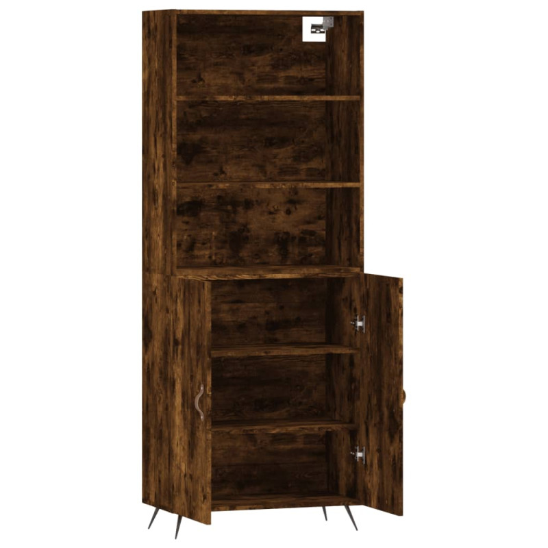Witrynka przydymiony dąb 69,5x34x180 cm materiał drewnopochodny