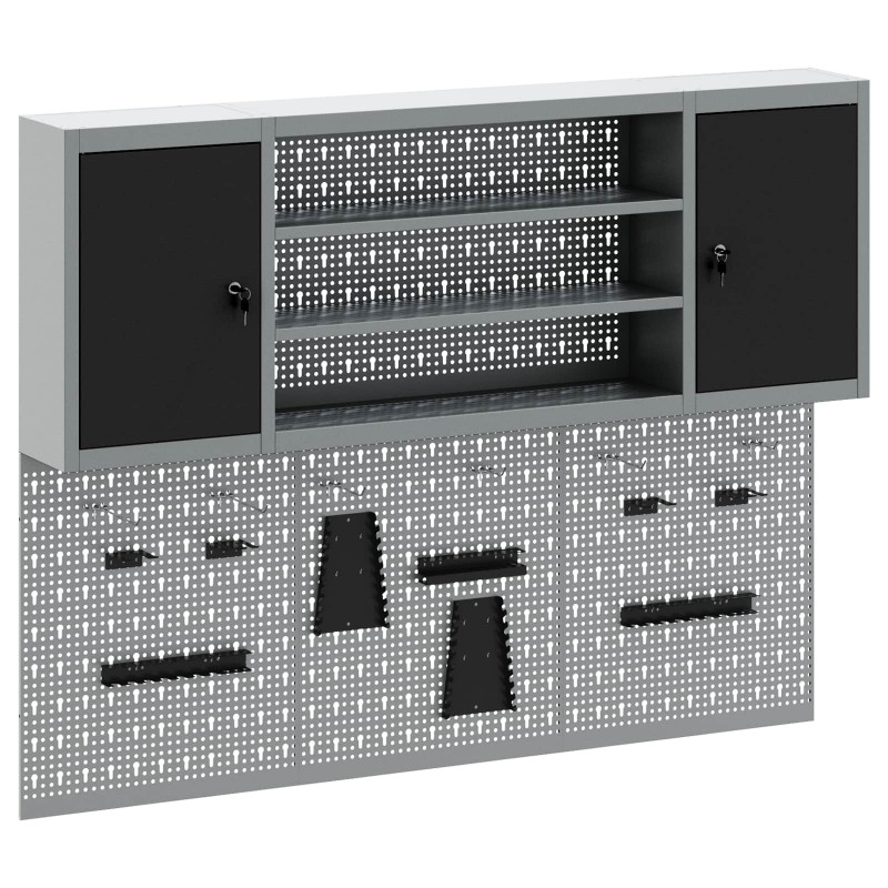 Zestaw szafek narzędziowych z półką Z blokadą 4 pcs Czarny