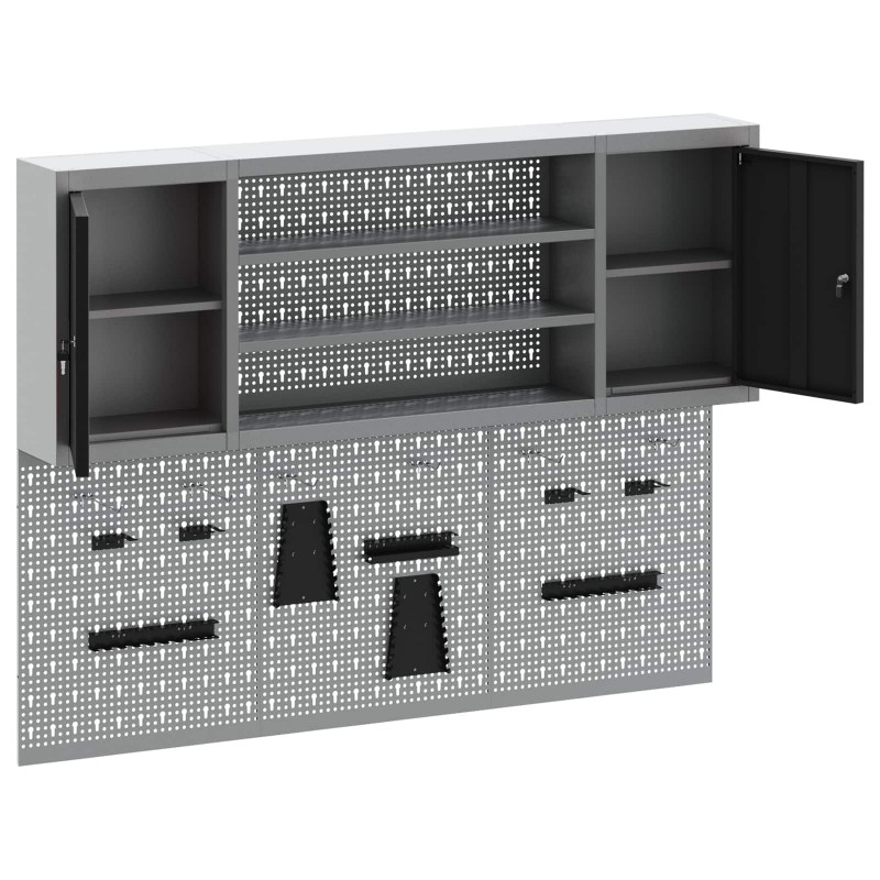 Zestaw szafek narzędziowych z półką Z blokadą 4 pcs Czarny
