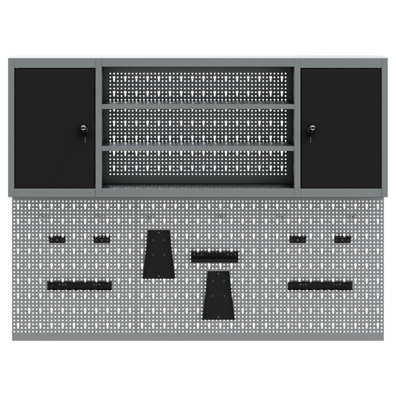 Zestaw szafek narzędziowych z półką Z blokadą 4 pcs Czarny