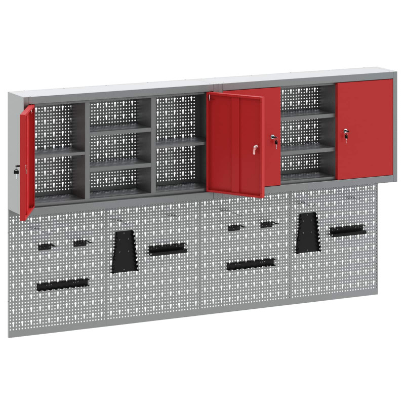 Zestaw szafek narzędziowych z półką Z blokadą 4 pcs Czerwony