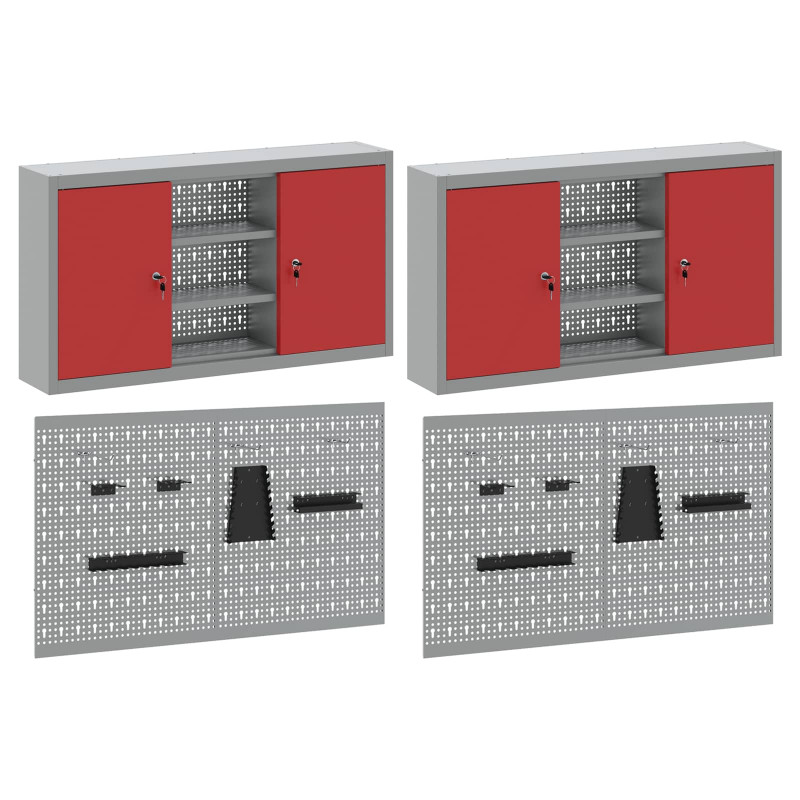 Zestaw szafek narzędziowych z półką Z blokadą 4 pcs Czerwony
