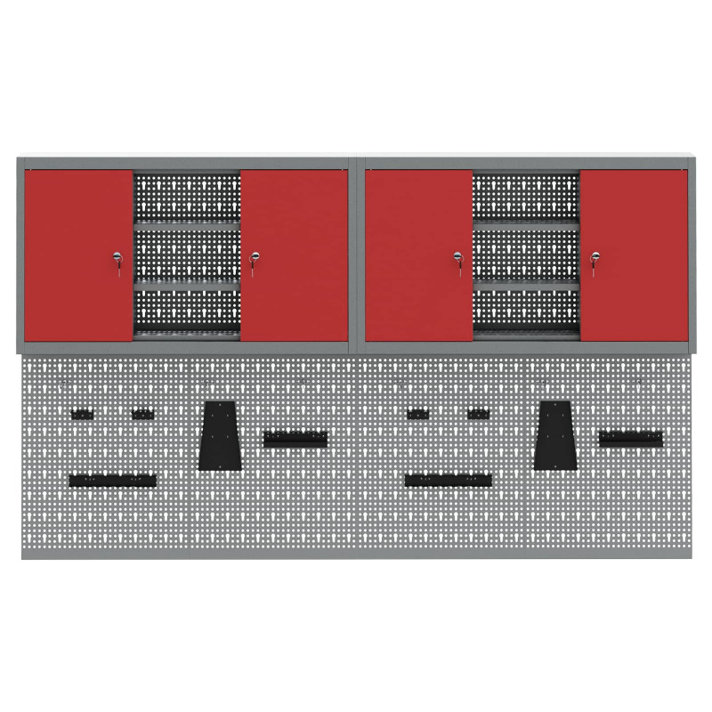Zestaw szafek narzędziowych z półką Z blokadą 4 pcs Czerwony