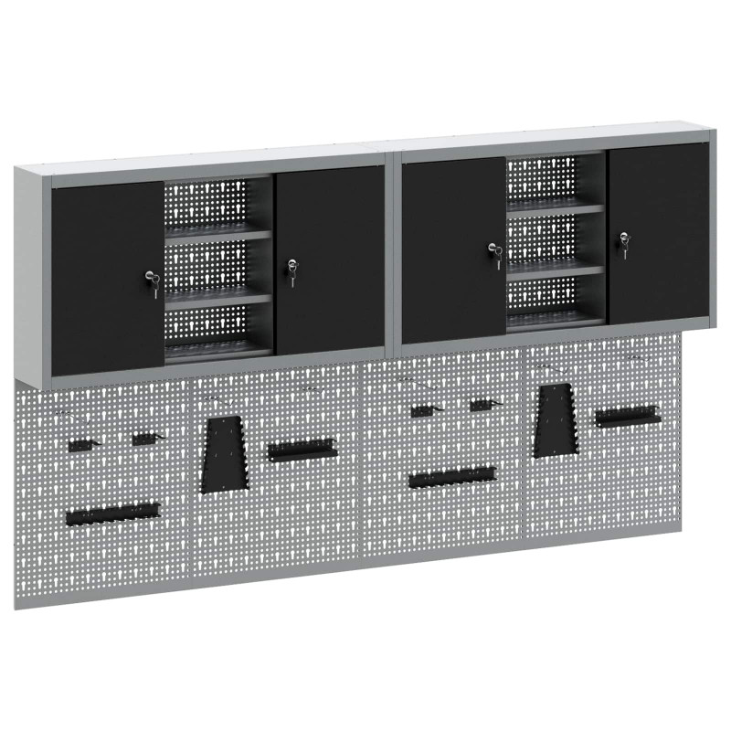 Zestaw szafek narzędziowych z półką Z blokadą 6 pcs Czarny