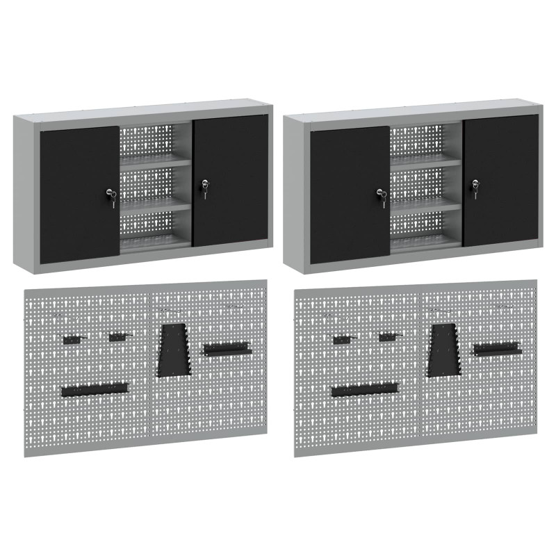 Zestaw szafek narzędziowych z półką Z blokadą 6 pcs Czarny
