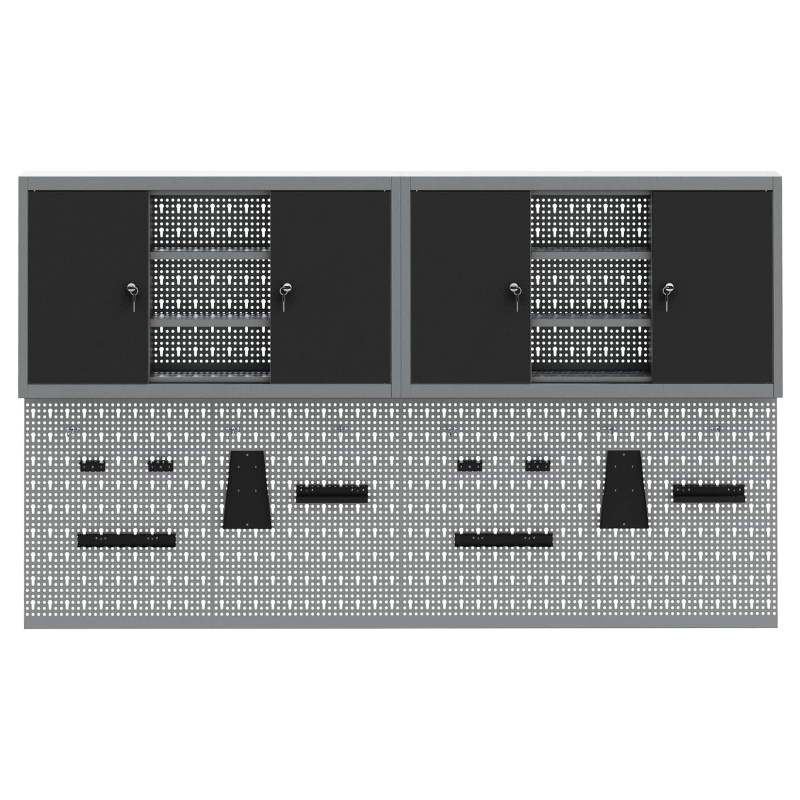 Zestaw szafek narzędziowych z półką Z blokadą 6 pcs Czarny
