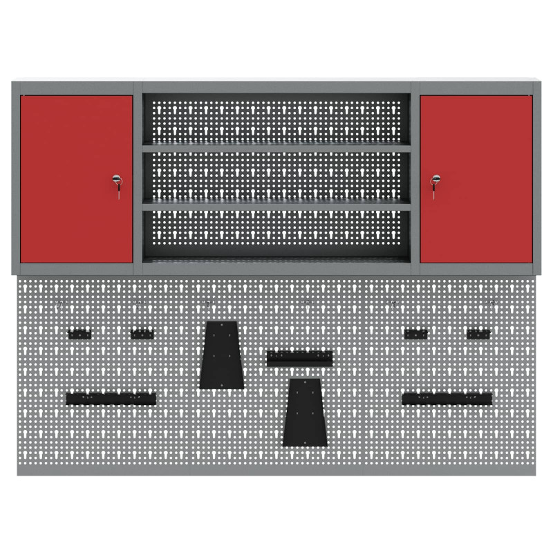 Zestaw szafek narzędziowych z półką Z blokadą 6 pcs Czerwony