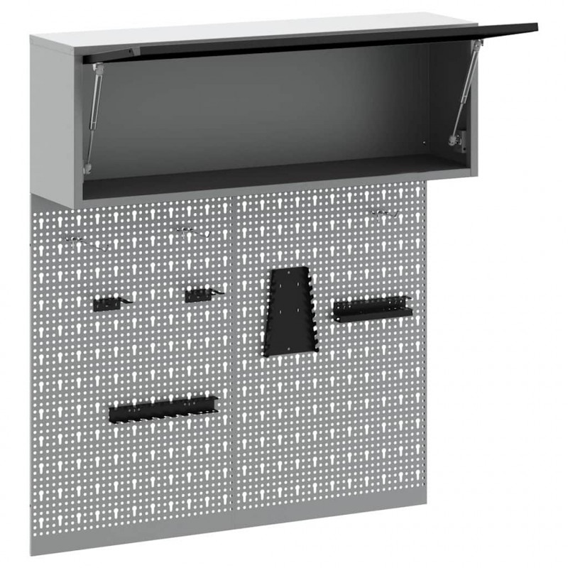 Zestaw szafek narzędziowych z półką 3 pcs Czarny