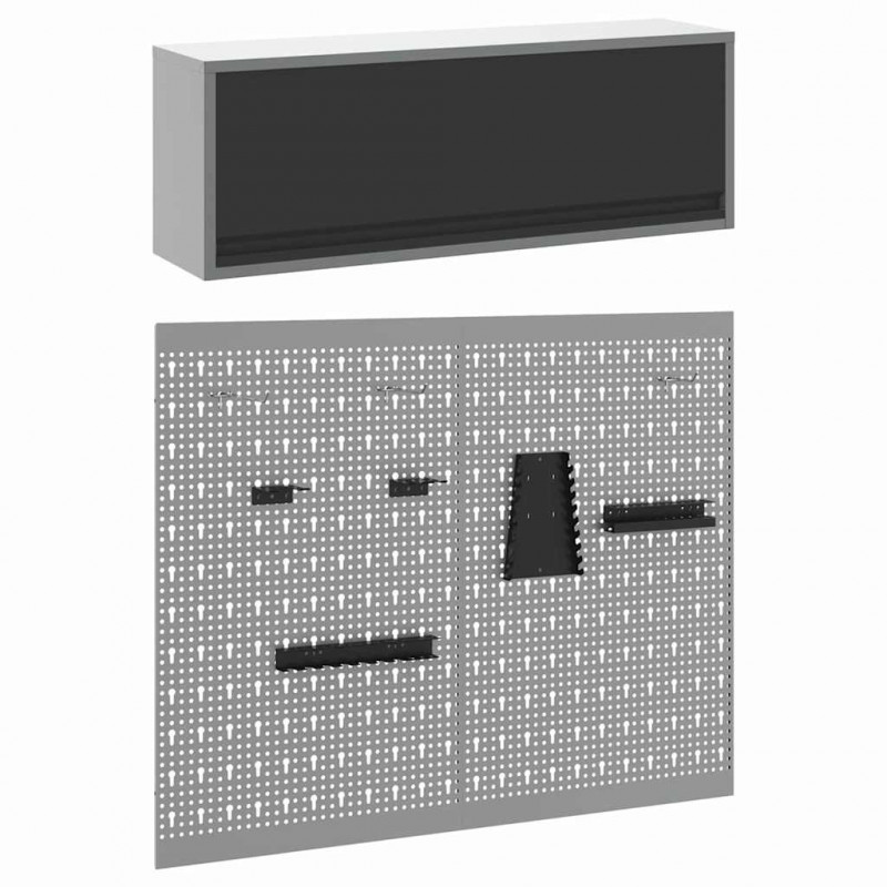 Zestaw szafek narzędziowych z półką 3 pcs Czarny