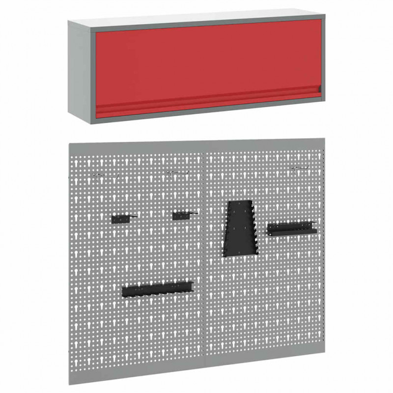 Zestaw szafek narzędziowych z półką 3 pcs Czerwony