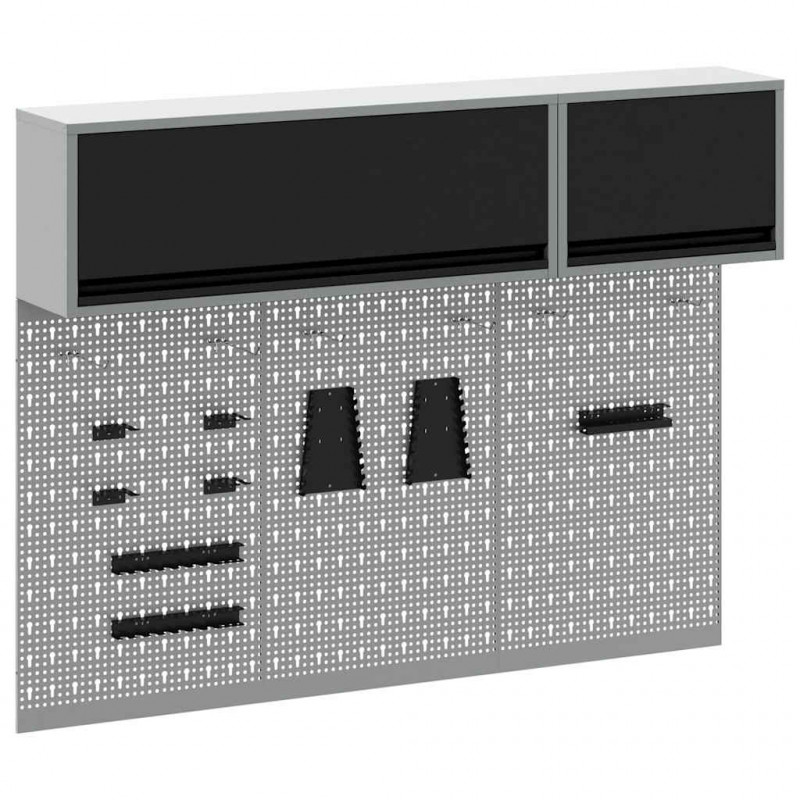 Zestaw szafek narzędziowych z półką 5 pcs Czarny