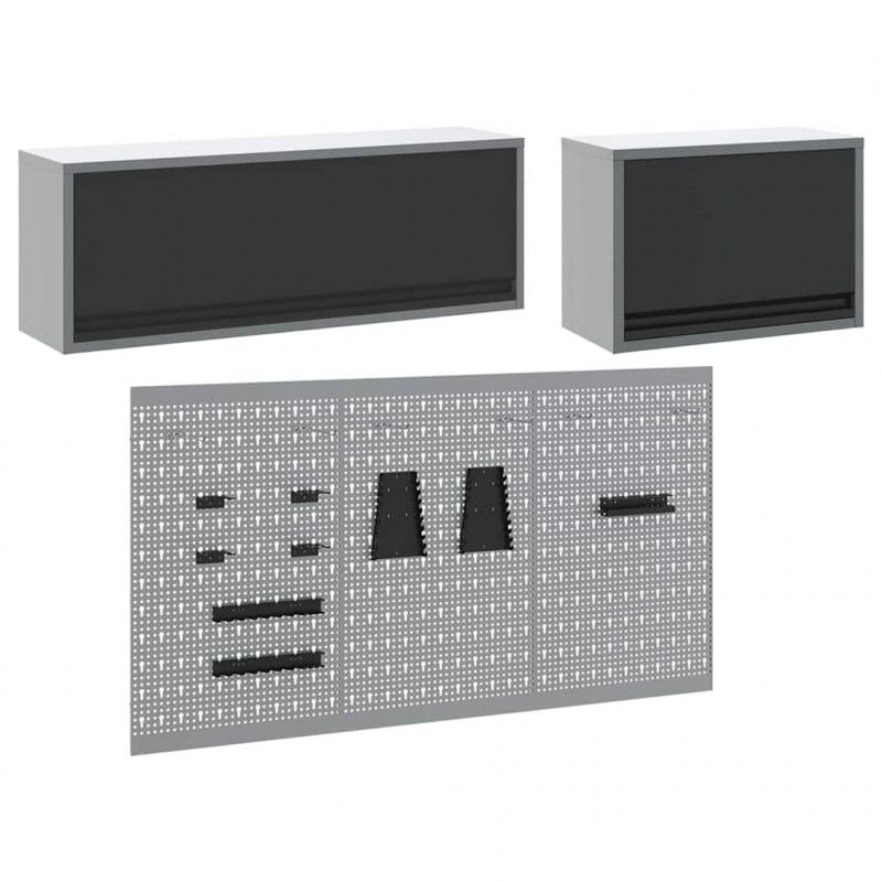 Zestaw szafek narzędziowych z półką 5 pcs Czarny
