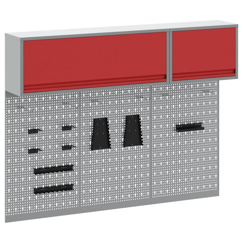 Zestaw szafek narzędziowych z półką 5 pcs Czerwony
